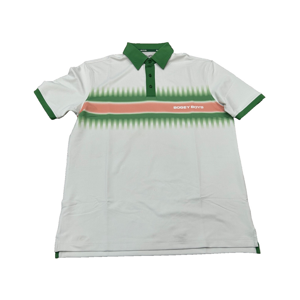 NWOT Bogey Boys Stone Green Gradient Stripe Athletic Polo Shirt Regular Size S‎